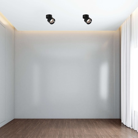 Quickway Imports LED Ceiling Spotlight - Adjustable Downlight with 15 Watt Cool White 4000K, Black Set of 2 QI004494.BK.2